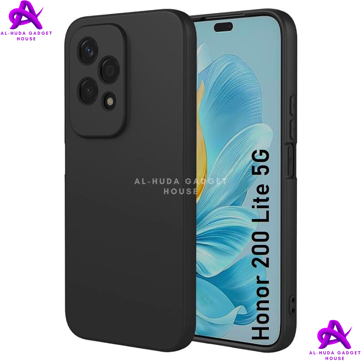 Picture of For Honor 200 Lite 5G Back Cover | Soft Silicone Case | Fully Transparent  Clear Hard PC Back Cover Case with Shockproof Premium TPU Black Border |