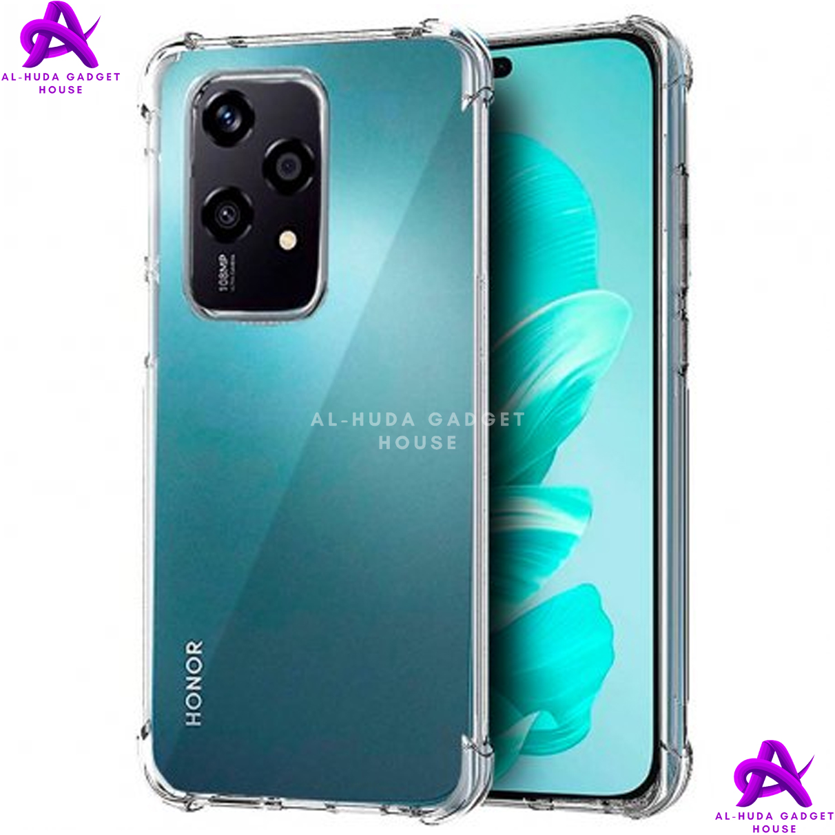 Picture of For Honor 200 Lite 5G Back Cover | Soft Silicone Case | Fully Transparent  Clear Hard PC Back Cover Case with Shockproof Premium TPU Black Border |