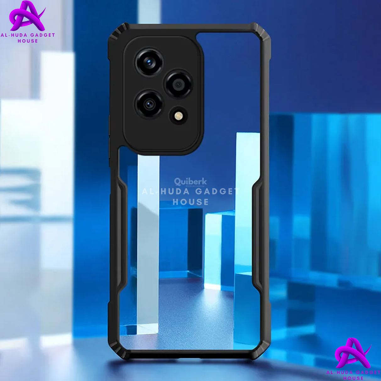 Picture of For Honor 200 Lite 5G Back Cover | Soft Silicone Case | Fully Transparent  Clear Hard PC Back Cover Case with Shockproof Premium TPU Black Border |