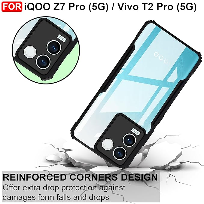 Picture of Xundd Back Cover for iQOO Z7 Pro / Vivo T2 Pro 5G / Vivo S17e Transparent Hybrid Hard PC Back Bumper