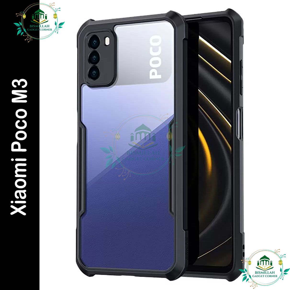 Picture of Xundd Back Cover for Xiaomi Poco M3 Transparent Hybrid Hard PC Back Bumper