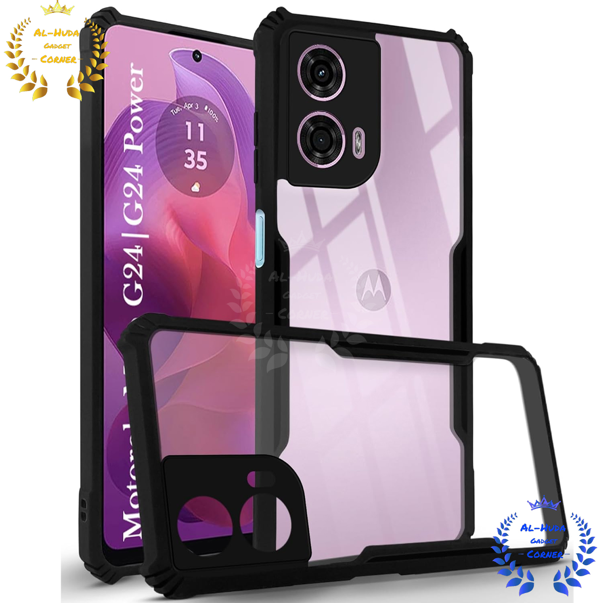 Picture of Shockproof & Transparent Crystal Clear Back Cover Case / Matte Protective Lens Flexible Back Cover for Motorola Moto G24 | G24 Power | Slim Silicone Cover with Soft Lining Shockproof Full Body Bumper Case