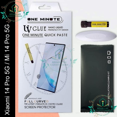 Picture of Original Premium UV Tempered Glass For Xiaomi 14 Pro 5G / Mi 14 Pro 5G Screen Protector Curved with Liquid Glue and UV Light -Transparent Clear