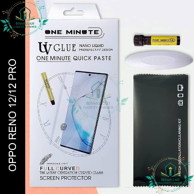 Picture of Original Premium UV Tempered Glass For OPPO Reno12 / OPPO Reno12 Pro  Screen Protector Curved with Liquid Glue and UV Light -Transparent Clear