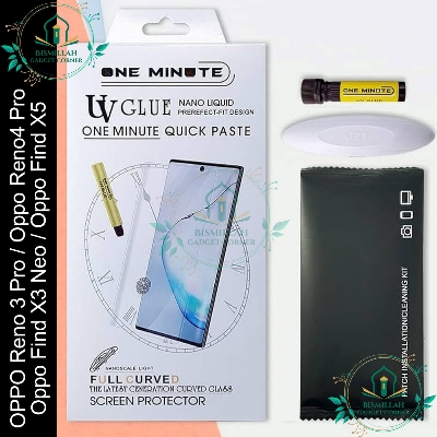 Picture of High Quality Premium UV Tempered Glass For Oppo Reno3 Pro / Oppo Reno4 Pro/ Oppo Find  X3 Neo / Oppo Find X5 Screen Protector Curved with Liquid Glue and UV Light -Transparent Clear