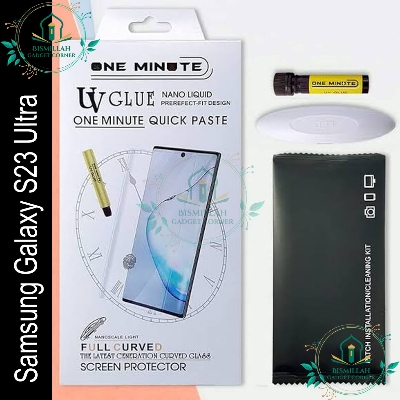 Picture of Original Premium UV Tempered Glass For Samsung Galaxy S23 ultra Screen Protector Curved with Liquid Glue and UV Light -Transparent Clear