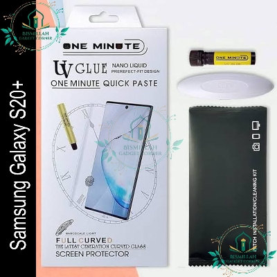 Picture of High Quality Premium UV Tempered Glass For Samsung Galaxy S20 plus / Samsung Galaxy S20+ Screen Protector Curved with Liquid Glue and UV Light -Transparent Clear