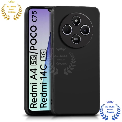 Picture of Shockproof & Transparent Crystal Clear Back Cover Case / Matte Protective Lens Flexible Back Cover for Redmi A4 5G | Poco C75 5G | Redmi 14C 5G | Slim Silicone Cover with Soft Lining Shockproof Full Body Bumper Case