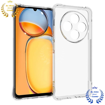 Picture of Shockproof & Transparent Crystal Clear Back Cover Case / Matte Protective Lens Flexible Back Cover for Redmi A4 5G | Poco C75 5G | Redmi 14C 5G | Slim Silicone Cover with Soft Lining Shockproof Full Body Bumper Case