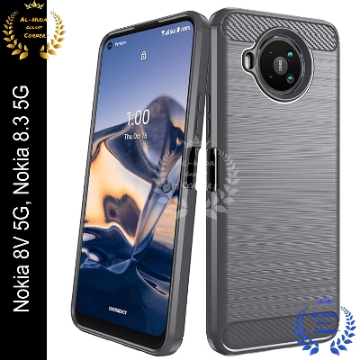 Picture of High Quality Spigen cover For Nokia 8.3 / Nokia 8V 5G / Nokia 8 V 5G Carbon Fiber Back cover Soft Slim Fashion Non-Slip Protective Carbon Fiber Phone Case