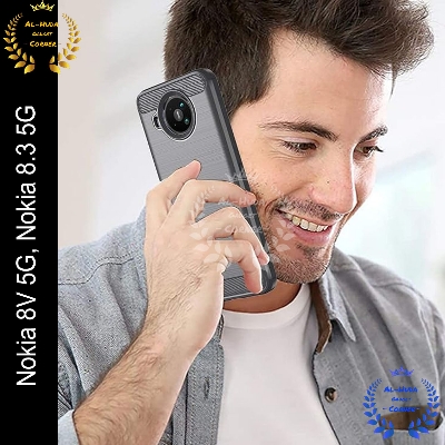 Picture of High Quality Spigen cover For Nokia 8.3 / Nokia 8V 5G / Nokia 8 V 5G Carbon Fiber Back cover Soft Slim Fashion Non-Slip Protective Carbon Fiber Phone Case
