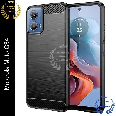 Picture of High Quality Spigen cover For Motorola Moto G34 5G Carbon Fiber Back cover Soft Slim Fashion Non-Slip Protective Carbon Fiber Phone Case