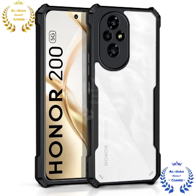 Picture of Shockproof & Transparent Crystal Clear Back Cover Case / Matte Protective Lens Flexible Back Cover for Honor 200 5G | Slim Silicone Cover with Soft Lining Shockproof Full Body Bumper Case