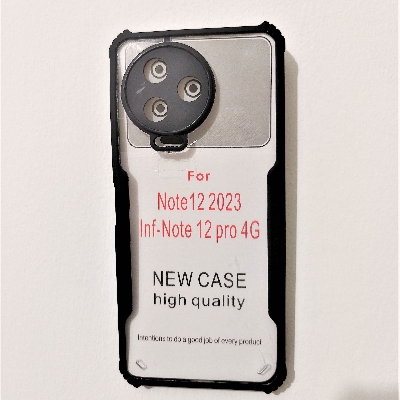 Picture of Infinix Note 12 2023 Back Cover Case | 360 Degree Protection | Shock Proof Design | Transparent Back Cover Case for Infinix Note 12 2023 (Black Bumper)