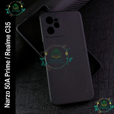 Picture of For Realme C35 / Realme Narzo 50A Prime Liquid Silicone Soft Gel Rubber Shockproof Cover - Camera - Phone Back Cover