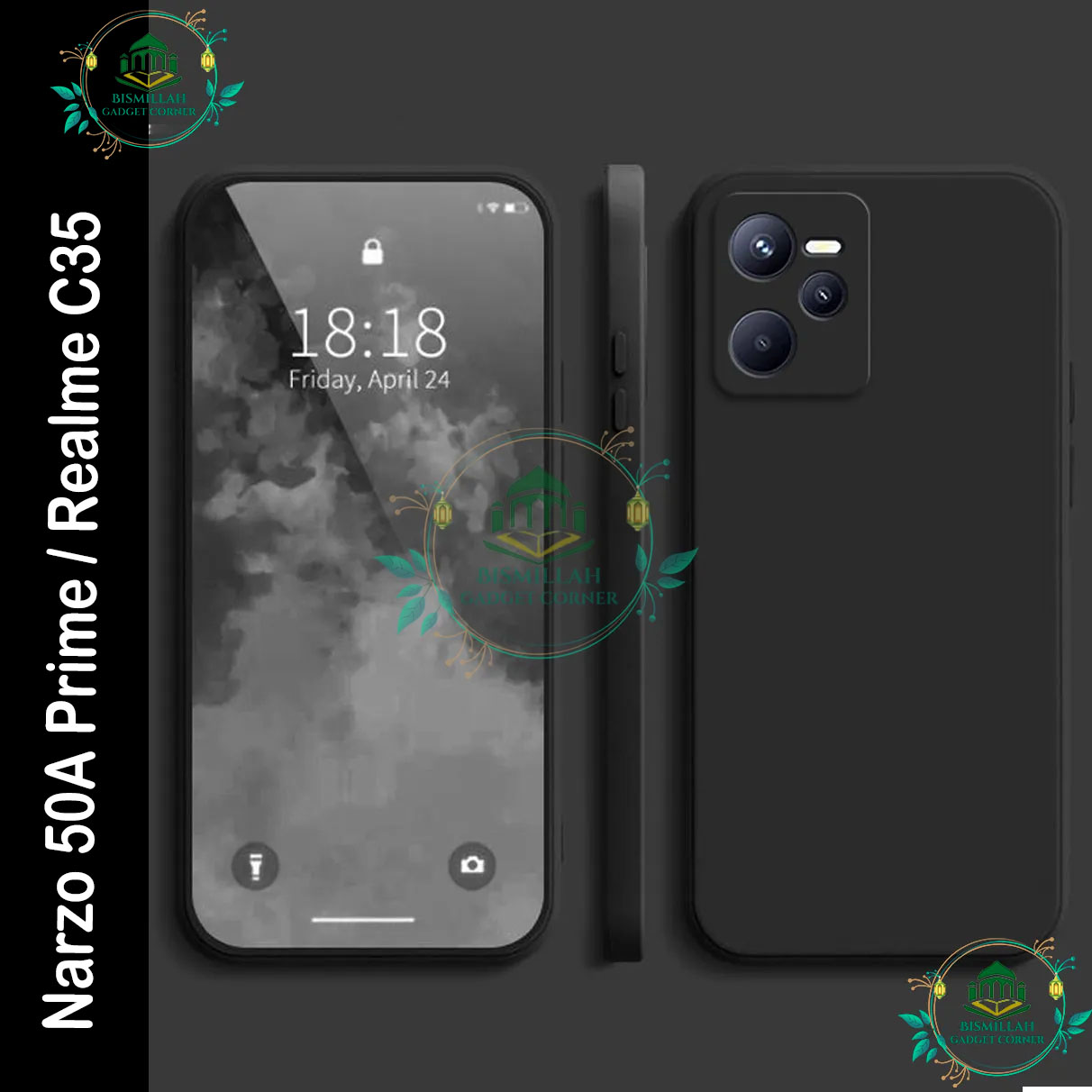 Picture of For Realme C35 / Realme Narzo 50A Prime Liquid Silicone Soft Gel Rubber Shockproof Cover - Camera - Phone Back Cover