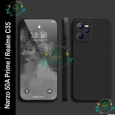 Picture of For Realme C35 / Realme Narzo 50A Prime Liquid Silicone Soft Gel Rubber Shockproof Cover - Camera - Phone Back Cover