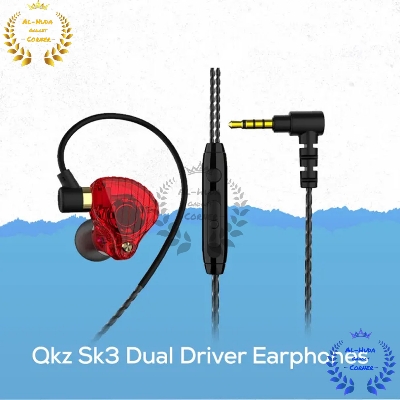 Picture of Qkz Sk3 Dual Driver Earphones Bass Sport Running Headset Hifi Monitor Earbuds Games Headphones With Mic - Headphone - Headphone (Best Quality)