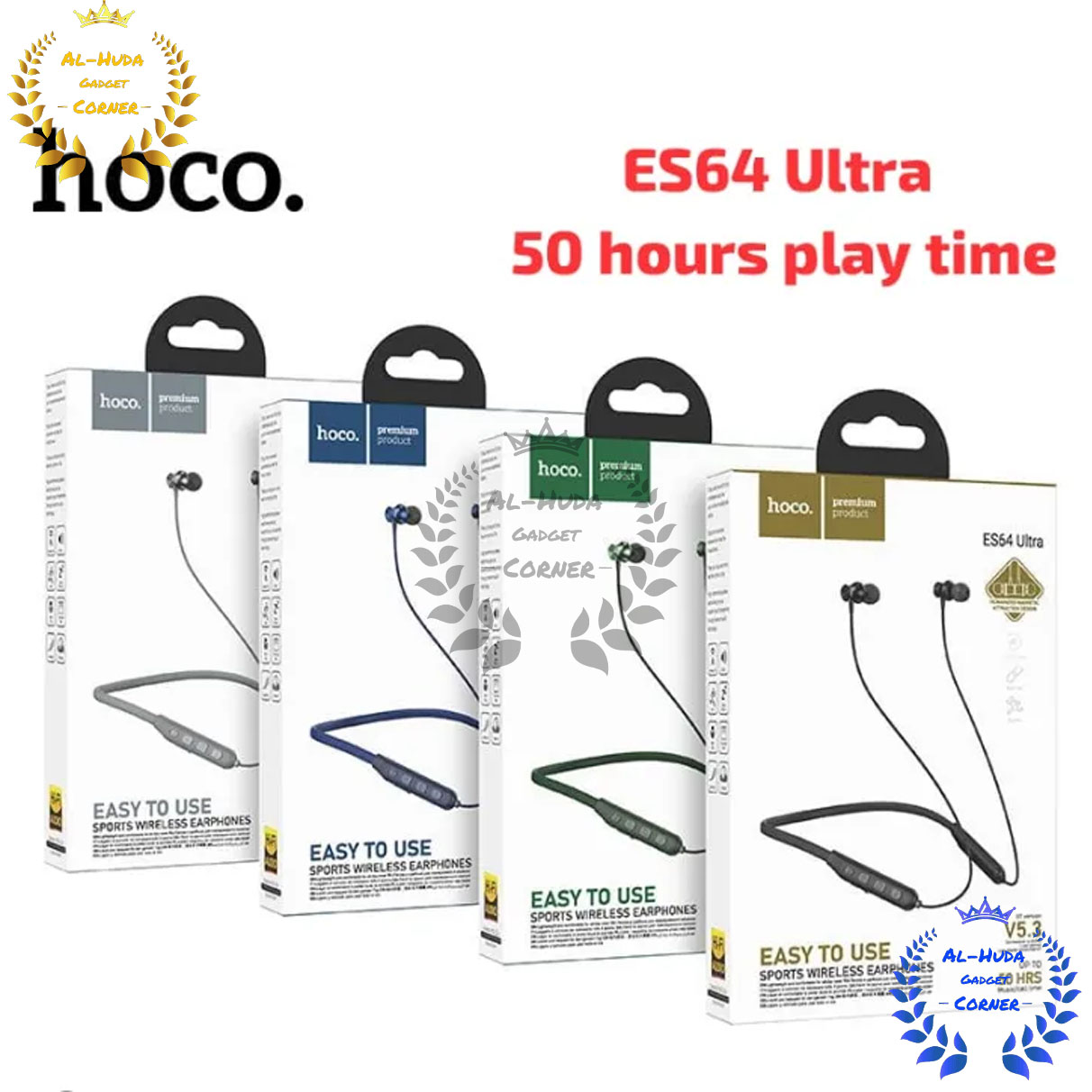 Picture of Hoco ES64 Ultra Sports Bluetooth V5.3 Wireless Earphone Neckband 1 pes (Best Quality)