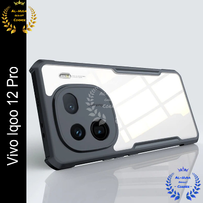 Picture of Shockproof & Transparent Crystal Clear Back Cover Case / Matte Protective Lens Flexible Back Cover for vivo iQOO 12 Pro 5G | Slim Silicone Cover with Soft Lining Shockproof Full Body Bumper Case