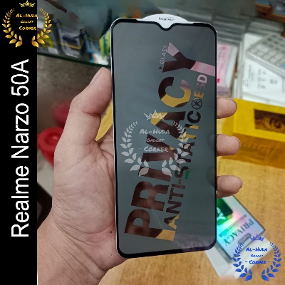 Picture of Privacy glass For Realme Narzo 50A Tempered Gorilla Glass Privacy Screen Protector