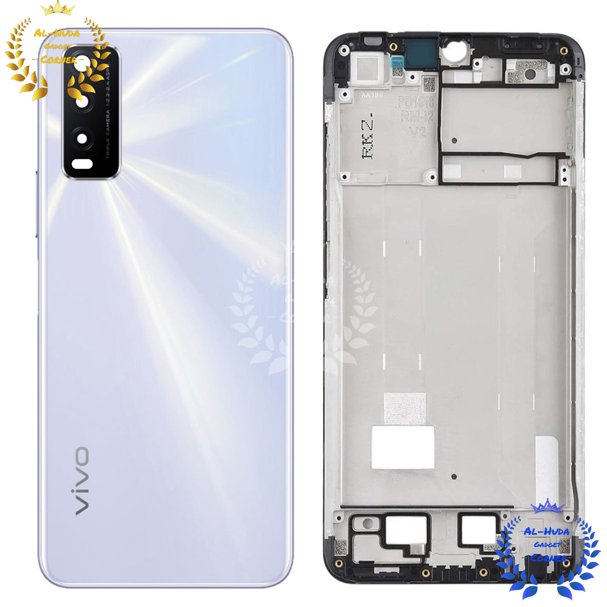 Picture of Replacement Backshell Glass Panel and Middle Frame for Vivo Y20 Full Body Housing With Camera Lens