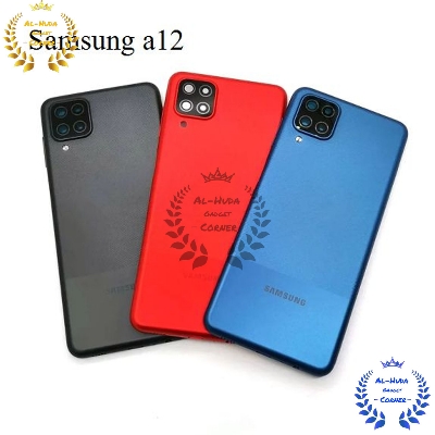 Picture of Replacement Back Panel for Samsung Galaxy A12 Battery Back Door with camera glass.