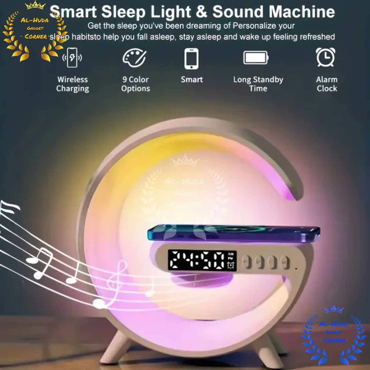 Picture of G63 Smart Light Sound Speaker Machine Fast Charging Alarm Clock 7-Color RGB Music Player Speaker
