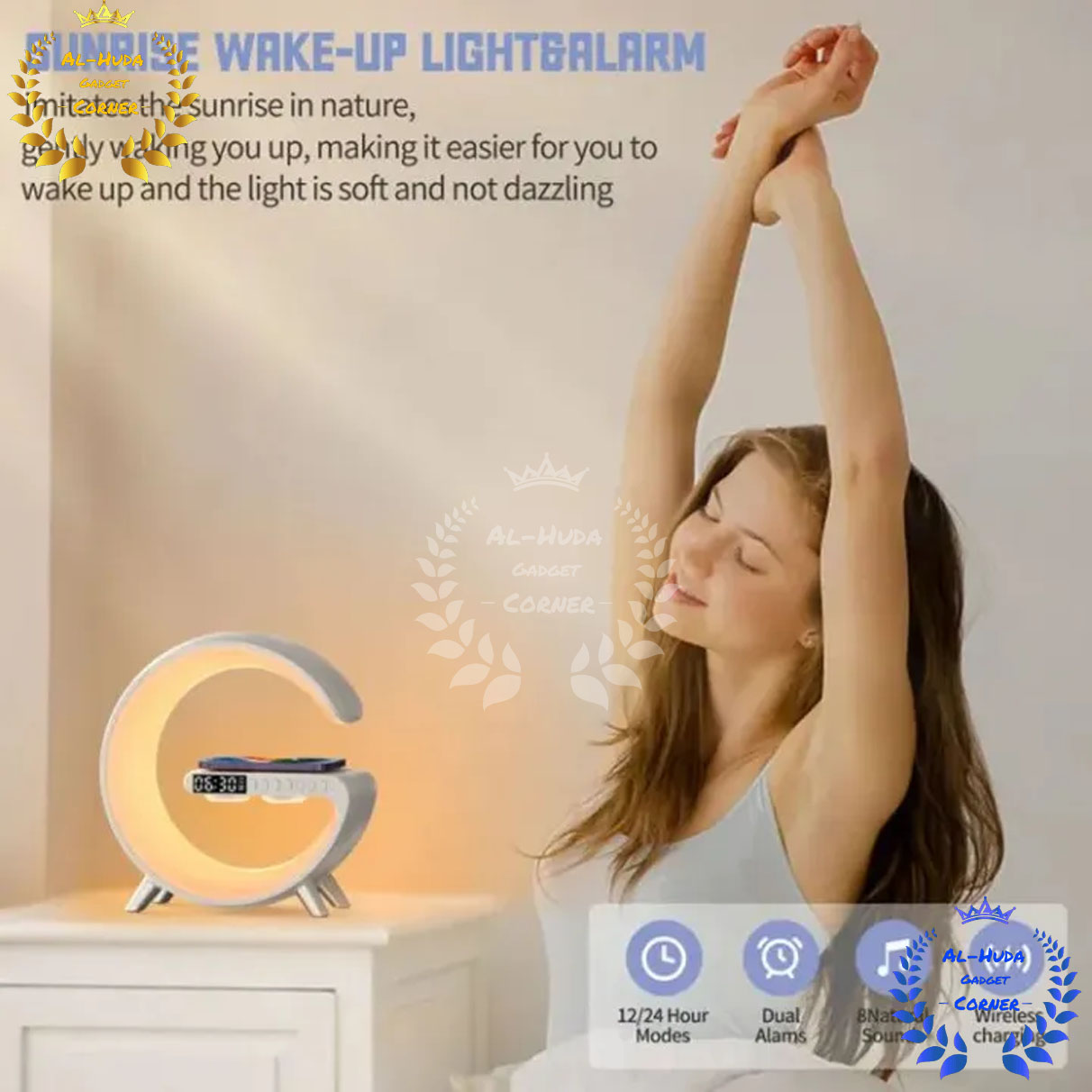 Picture of G63 Smart Light Sound Speaker Machine Fast Charging Alarm Clock 7-Color RGB Music Player Speaker