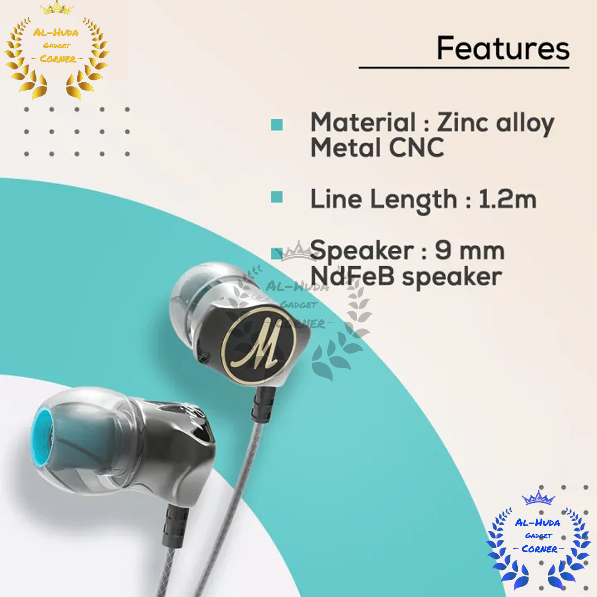 Picture of DM7 Zinc Alloy Hifi Super Bass In Ear Earphones - Black - Headphone - Headphone