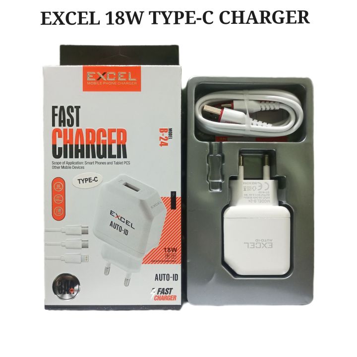 Picture of Excel Fast Charger Travel Charger Travel Adapter Fast Charging 3.1A Max Quick Excel Micro Usb+Typ C Charger - Charger