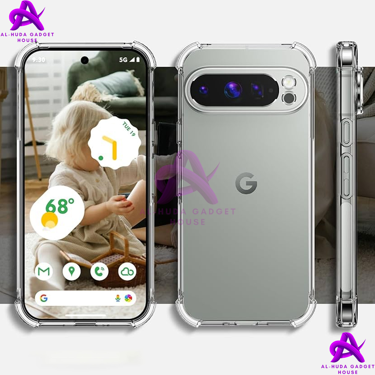 Picture of Shockproof & Transparent Crystal Clear Back Cover Case / Matte Protective Lens Flexible Back Cover for Google Pixel 9 / Google Pixel 9 Pro / Google Pixel 9 Pro XL | Slim Silicone Cover with Soft Lining Shockproof Full Body Bumper Case