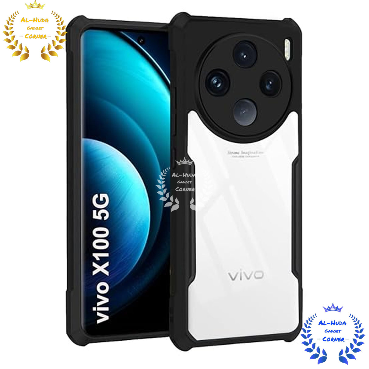 Picture of Shockproof & Transparent Crystal Clear Back Cover Case / Matte Protective Lens Flexible Back Cover for Vivo X100 5G | Slim Silicone Cover with Soft Lining Shockproof Full Body Bumper Case