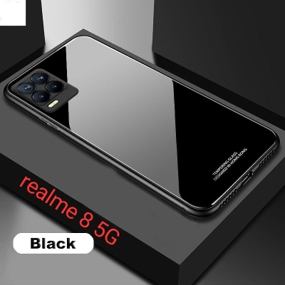 Picture of Realme 8 (5G) Hard Case Tempered Glass Tpu Mirror Hybrid Shockproof Full Body Protective Cover - Camera - Phone Back Cover -