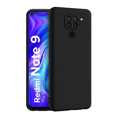 Picture of Redmi Note 9 Back Cover | Matte Soft Silicon Flexible | Camera Bump Protection | All Side Shock Proof Rubberised Back Case Cover for Xiaomi Redmi Note 9 (Black)