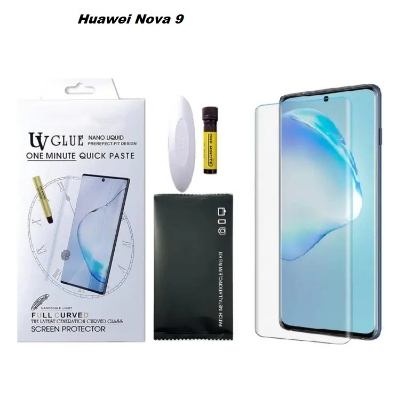 Picture of For Huawei Nova 9 (A+ GRADE) Premium UV Tempered Glass Screen Protector Curved with Liquid Glue and UV Light -Transparent Clear