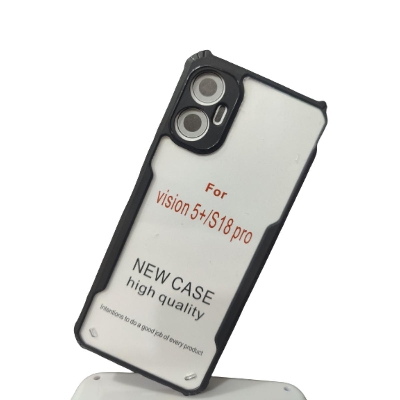 Picture of iTel Vision 5 Plus/S18 Pro Shockproof Transparent PC TPU Side & Camera Bumper MilitaryArmy Grade Rugged Back Case Cove