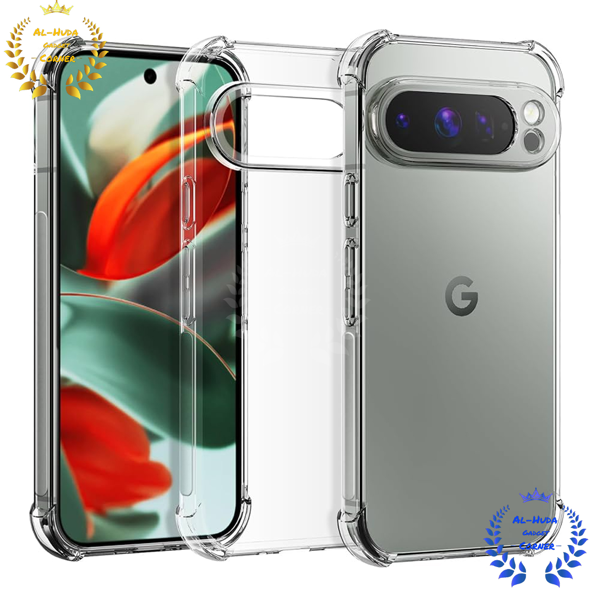 Picture of Shockproof & Transparent Crystal Clear Back Cover Case / Matte Protective Lens Flexible Back Cover for Google Pixel 9 / Google Pixel 9 Pro / Google Pixel 9 Pro XL | Slim Silicone Cover with Soft Lining Shockproof Full Body Bumper Case