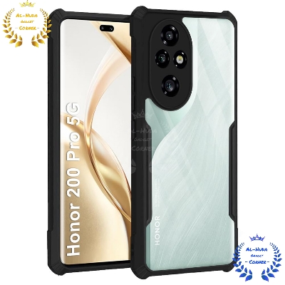 Picture of Shockproof & Transparent Crystal Clear Back Cover Case / Matte Protective Lens Flexible Back Cover for Honor 200 Pro 5G | Slim Silicone Cover with Soft Lining Shockproof Full Body Bumper Case