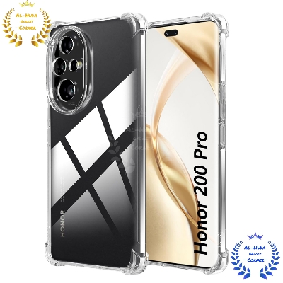 Picture of Shockproof & Transparent Crystal Clear Back Cover Case / Matte Protective Lens Flexible Back Cover for Honor 200 Pro 5G | Slim Silicone Cover with Soft Lining Shockproof Full Body Bumper Case