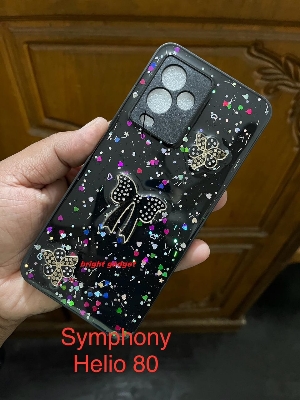 Picture of Ladies Fashion Smartphone Case For Symphony Helio 80 Designed With Colorful Diamond Cut Floral/Butterfly Shapes - Phone Back Cover