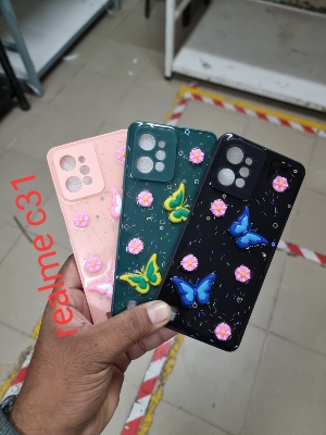 Picture of Realme C31 4G - Camera Protection Bling Sequin Glitter Middle Beads Fashionable Soft Silicone Ladies Back Case Cover