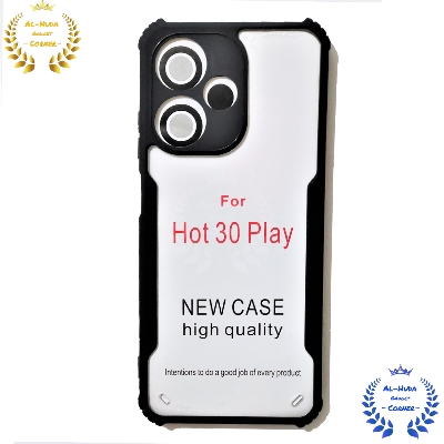 Picture of Shockproof & Transparent Crystal Clear Back Cover Case / Matte Protective Lens Flexible Back Cover for Infinix Hot 30 Play | Slim Silicone Cover with Soft Lining Shockproof Full Body Bumper Case