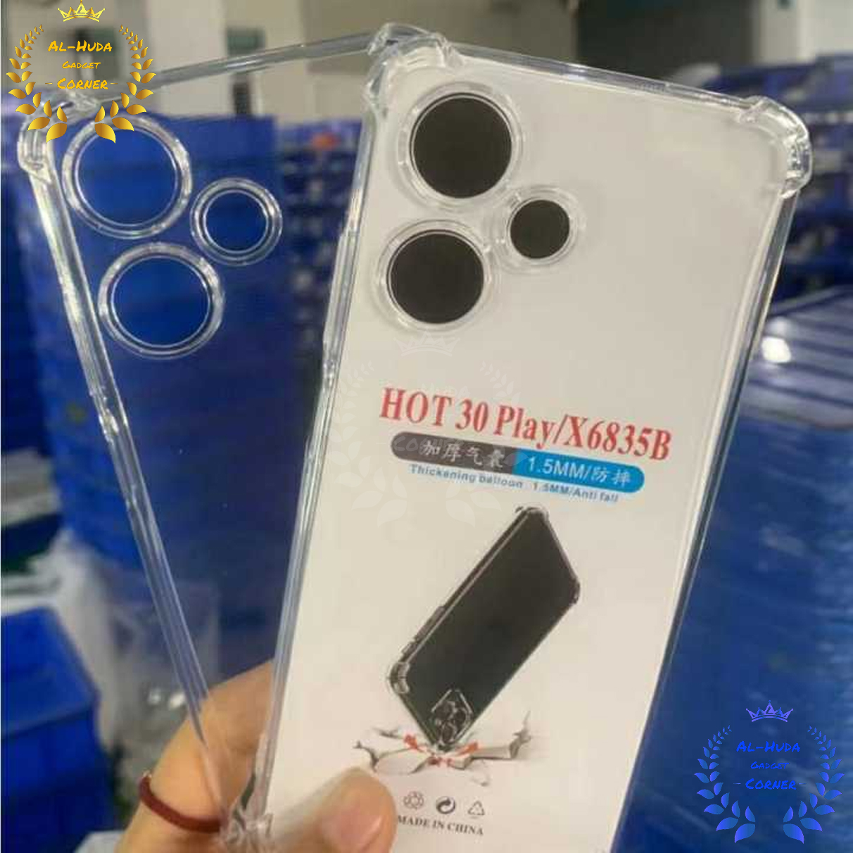 Picture of Shockproof & Transparent Crystal Clear Back Cover Case / Matte Protective Lens Flexible Back Cover for Infinix Hot 30 Play | Slim Silicone Cover with Soft Lining Shockproof Full Body Bumper Case