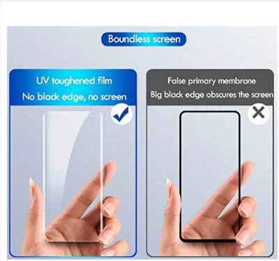 Picture of Oppo Reno 5 Pro UV Tempered Glass Screen Protector Curved with Liquid Glue and UV Light -Transparent Clear