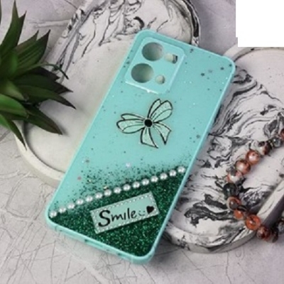 Picture of For OPPO F21 Pro / Reno7 4G Luxury Shining Flower Diamond Pearl Mobile Back Phone Casing Girl Women Plating Soft TPU Silicone Cover
