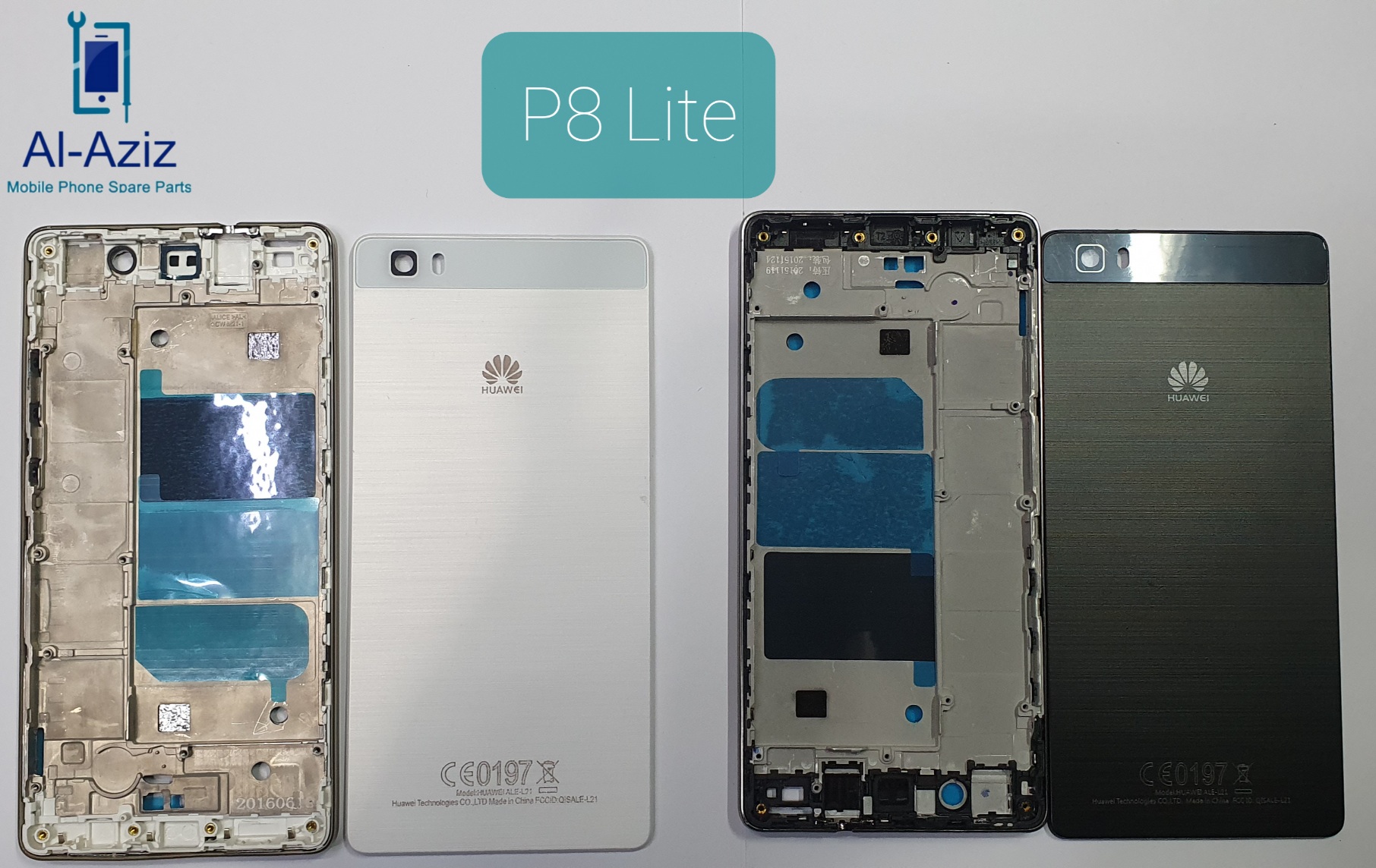 Picture of Original Huawei P8 Lite Complete Housing Casing Body Back Rear Battery Door Cover Lcd Frame Ring Replacement