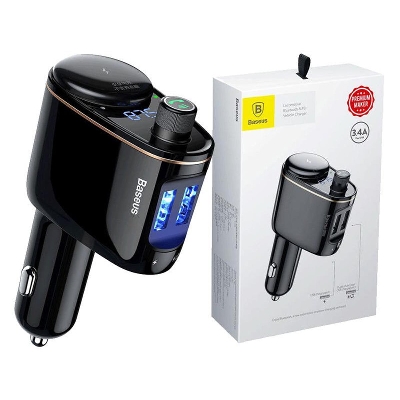 Picture of Origenal Baseus Car Charger MP3 Audio Player Bluetooth Car Kit FM Transmitter Handsfree Calling 5V 3.4A Dual USB Mobile Phone Charger