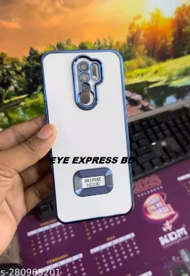 Picture of For Redmi 9 / redmi 9 prime / poco M2 Cover White Translucent Frosted Feel Color Borders Logo Hole With Camera Protection Clear Back Case` - Camera - Phone Back Cover