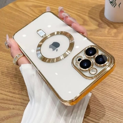 Picture of For iPhone 14 / 14 Pro/ 14 Pro Max / 13 / 13 Pro / 13 Pro Max / 12 / 12 Pro / 12 Pro Max / 11 Pro Max / 11 Pro / 11 - Charging Magnetic Plating Clear -fall Phone Case